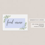 Green Leaf Food Card Template Instant Download