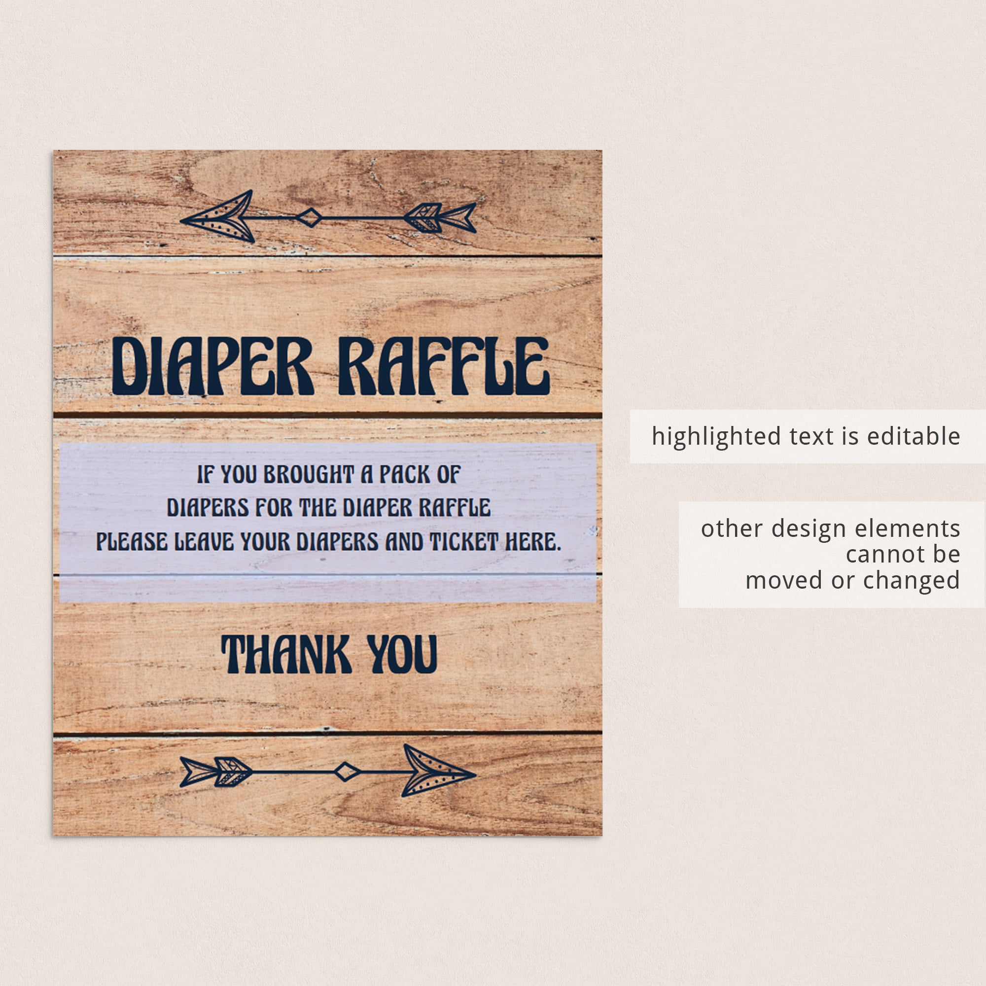Raffle sign template for woods baby shower by LittleSizzle