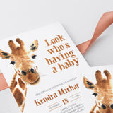 Funny Baby Shower Invitation Suite Giraffe Theme