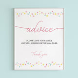 Printable pink baby shower advice sign by LittleSizzle