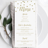 Gold confetti menu card by LittleSizzle