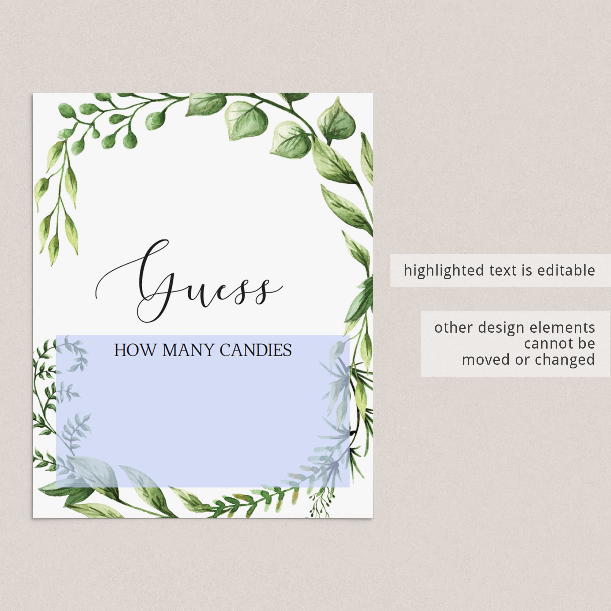 Guess how many baby shower table sign editable template by LittleSizzle