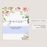 Guess How Many Game Template Blush Floral