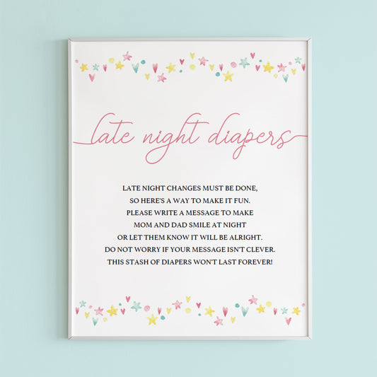 Printable diaper thought station sign for girl baby shower by LittleSizzle