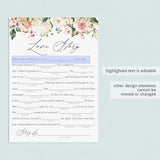 spring bridal shower madlibs game printables
