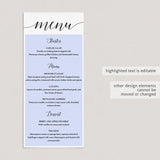 DIY Menu Template Black & White