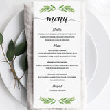 Greenery Menu Card Template by LittleSizzle