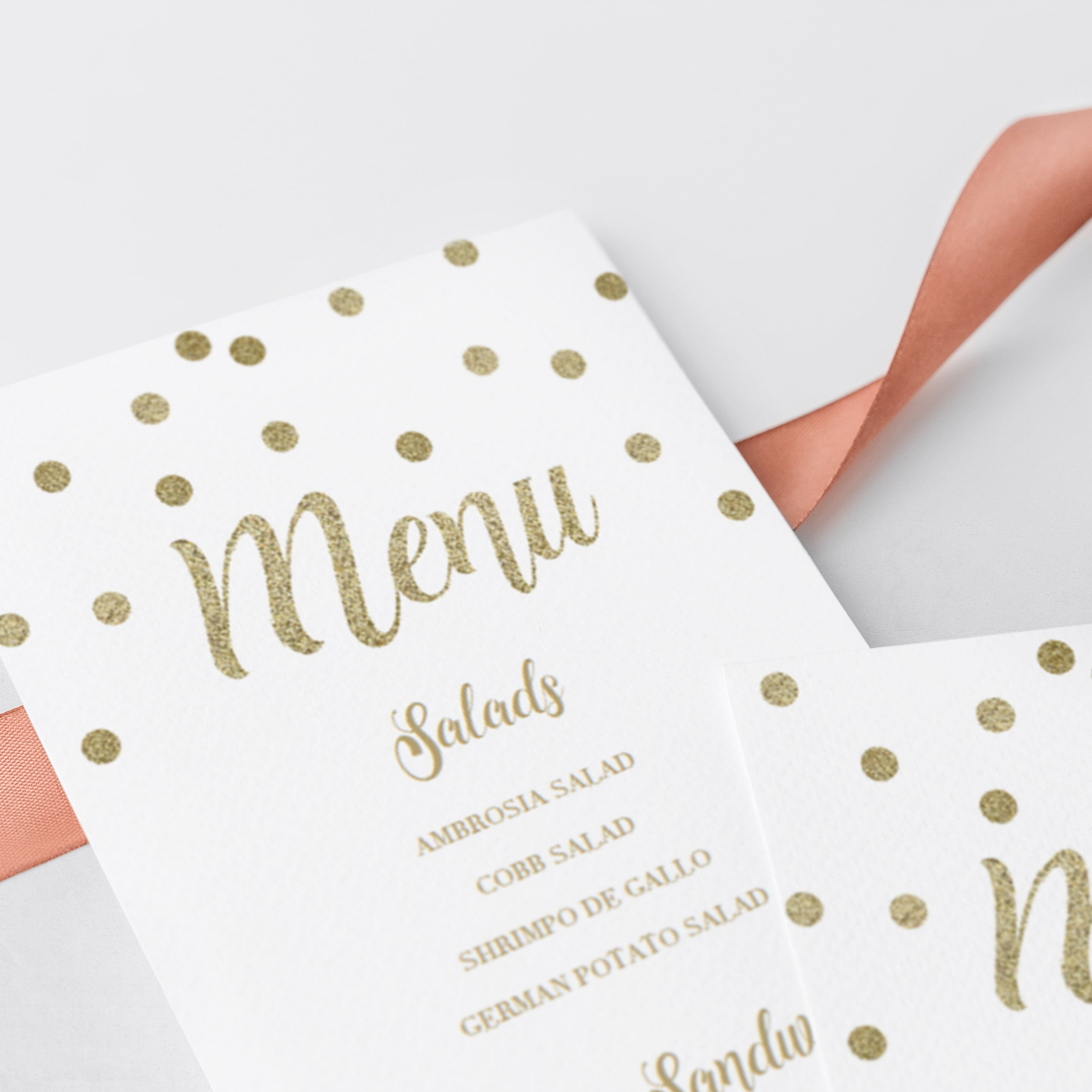 Editable menu template for gold baby shower by LittleSizzle