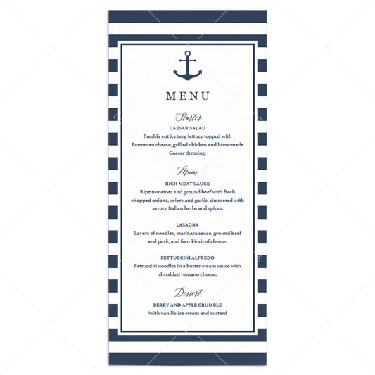 Editable menu cards template nautical theme by LittleSizzle
