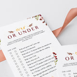 Editable Over or Under Game Template Bohemian Theme