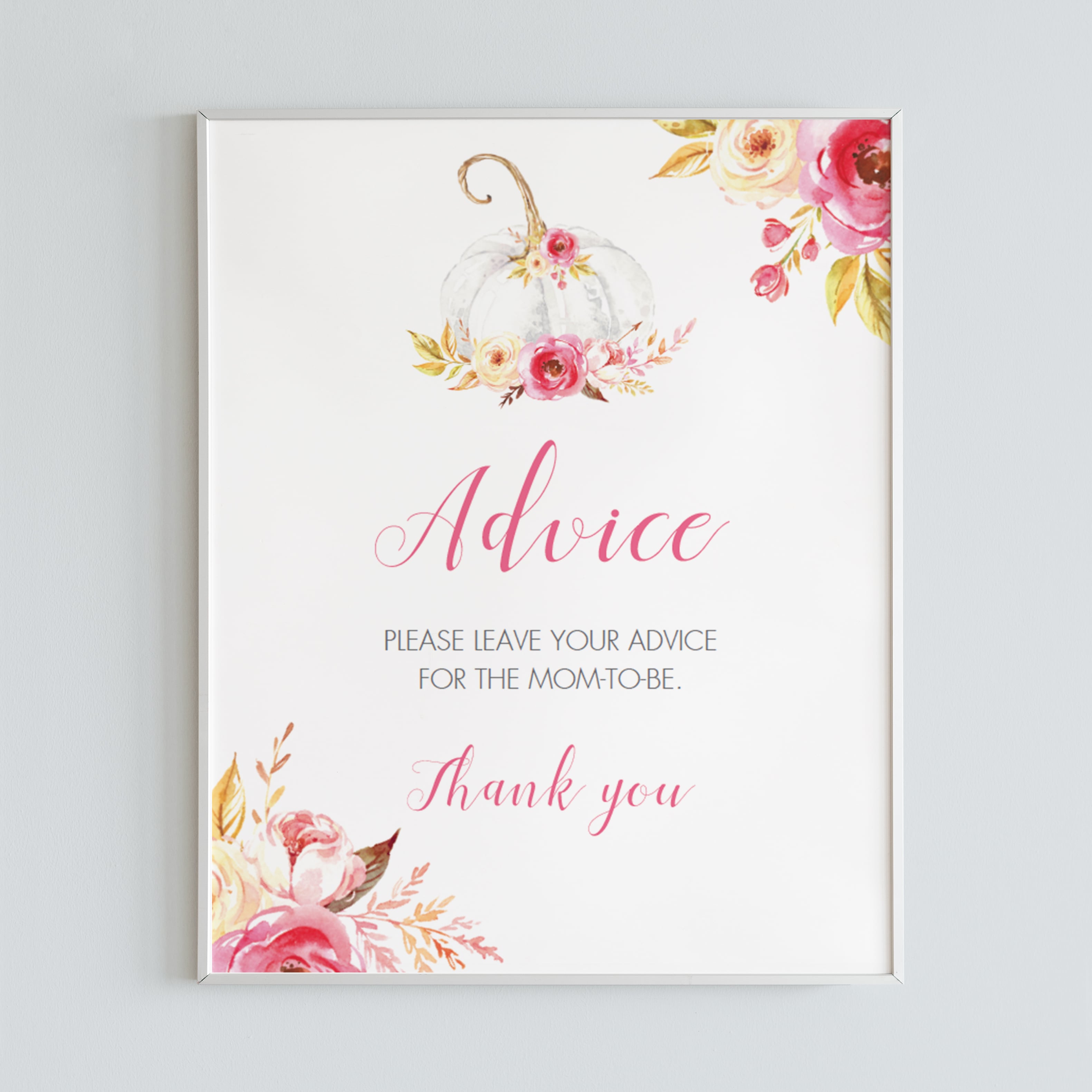 fall baby shower advice for mom to be printable table sign by LittleSizzle