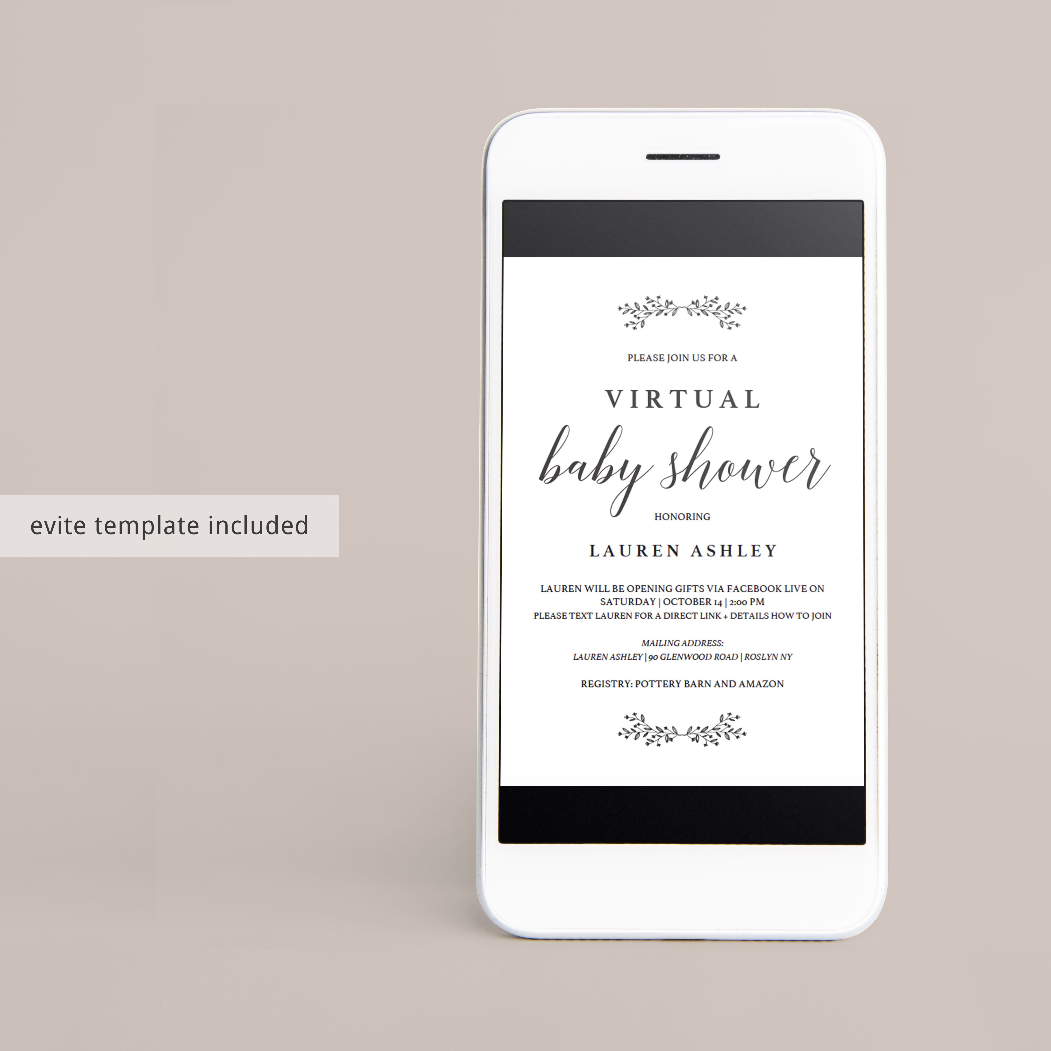 Virtual baby shower evite template by LittleSizzle