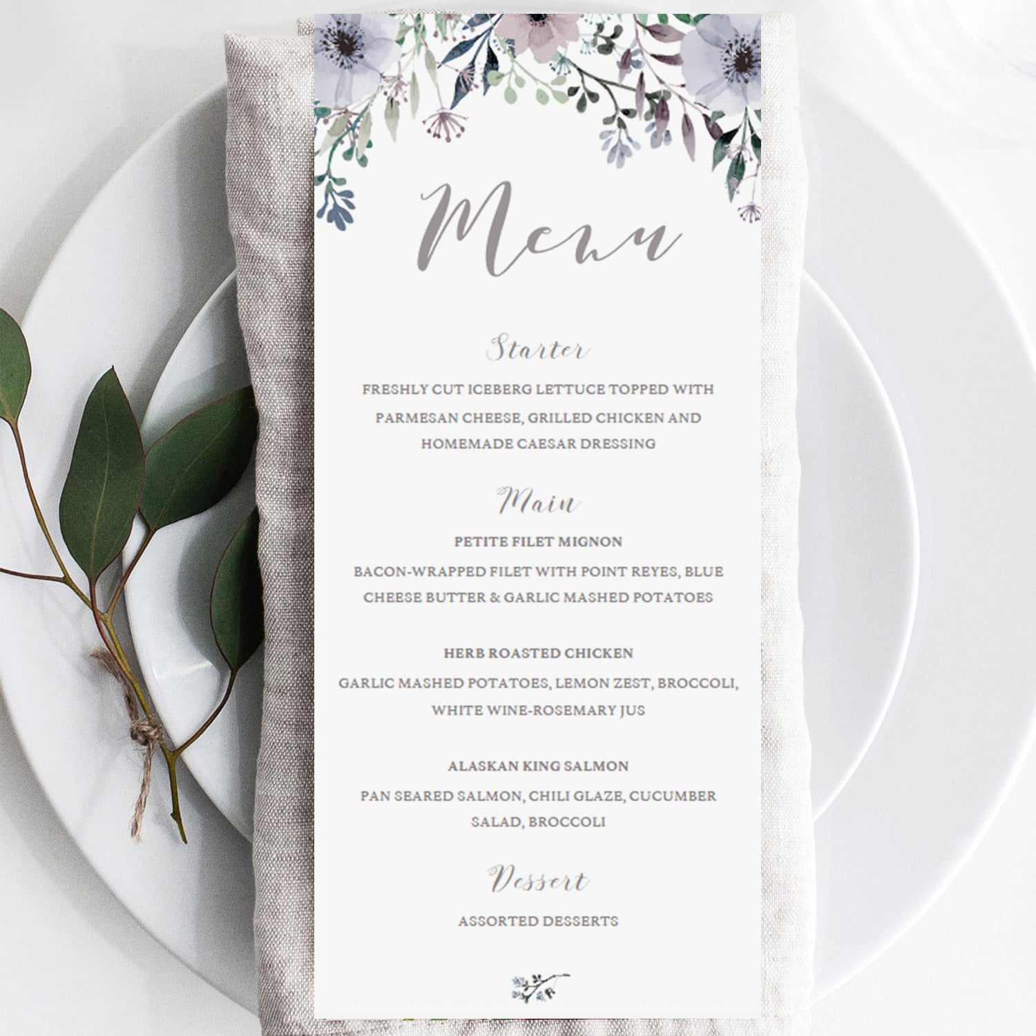 Purple menu cards by LittleSizzle
