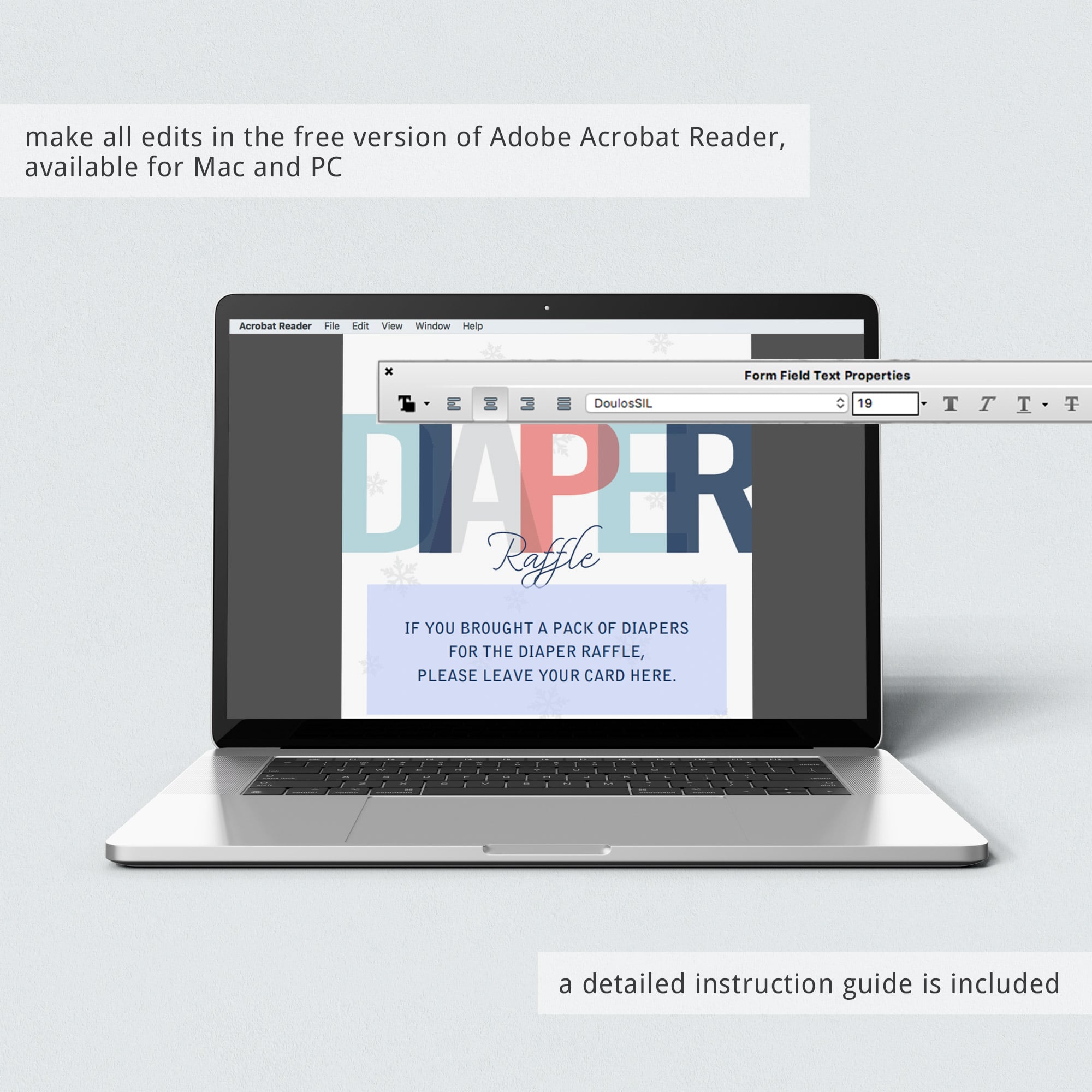 Printable sign for winter shower with snowflakes by LittleSizzle