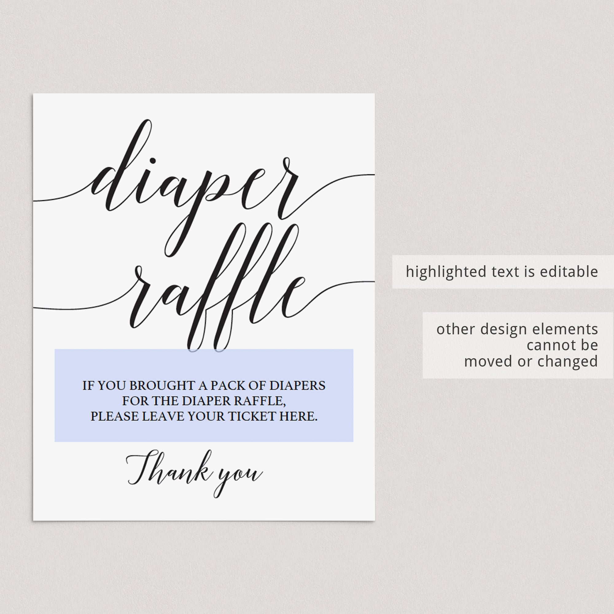 DIY diaper raffle sign template by LittleSizzle