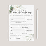 Gold Green Theme Baby Party Game Name That Song Printable by LittleSizzle
