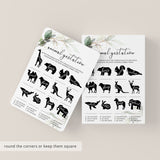 Greenery and Gold Baby Shower Game Animal Gestation Match