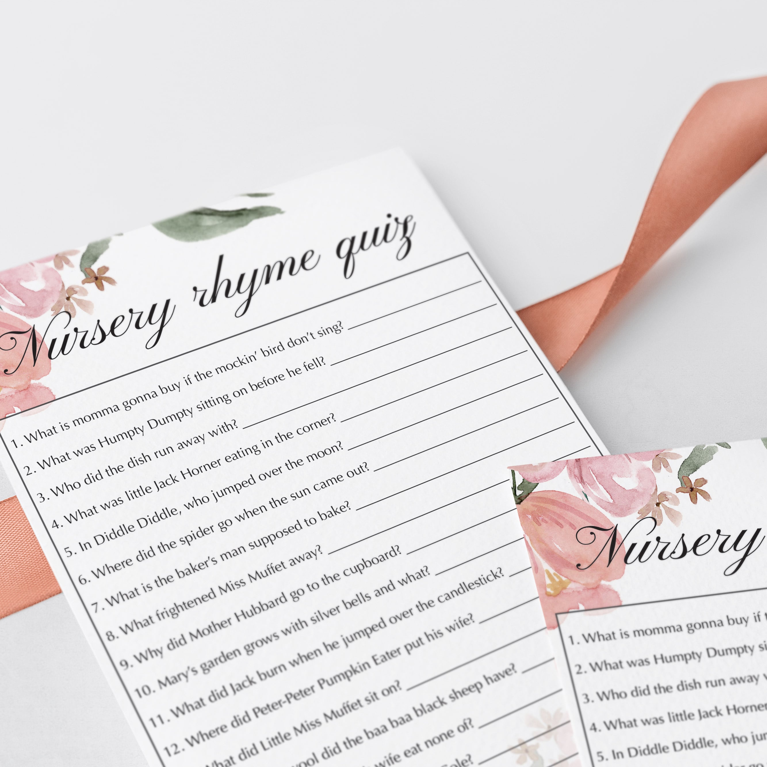 Floral watercolor games for girls nursery quiz answers by LittleSizzle