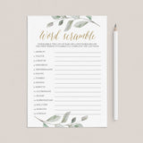 Word Scramble Baby Shower Game Instant Download