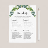 Adult Birthday Party Drink If Game Greenery Theme by LittleSizzle