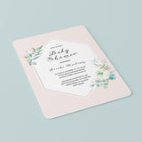 Blush Baby Shower Invitation Set with Flowers