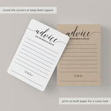 Calligraphy Wedding Advice Cards Printable
