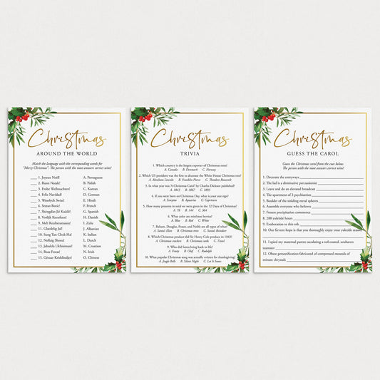 Christmas Dinner Party Trivia Games Printable by LittleSizzle
