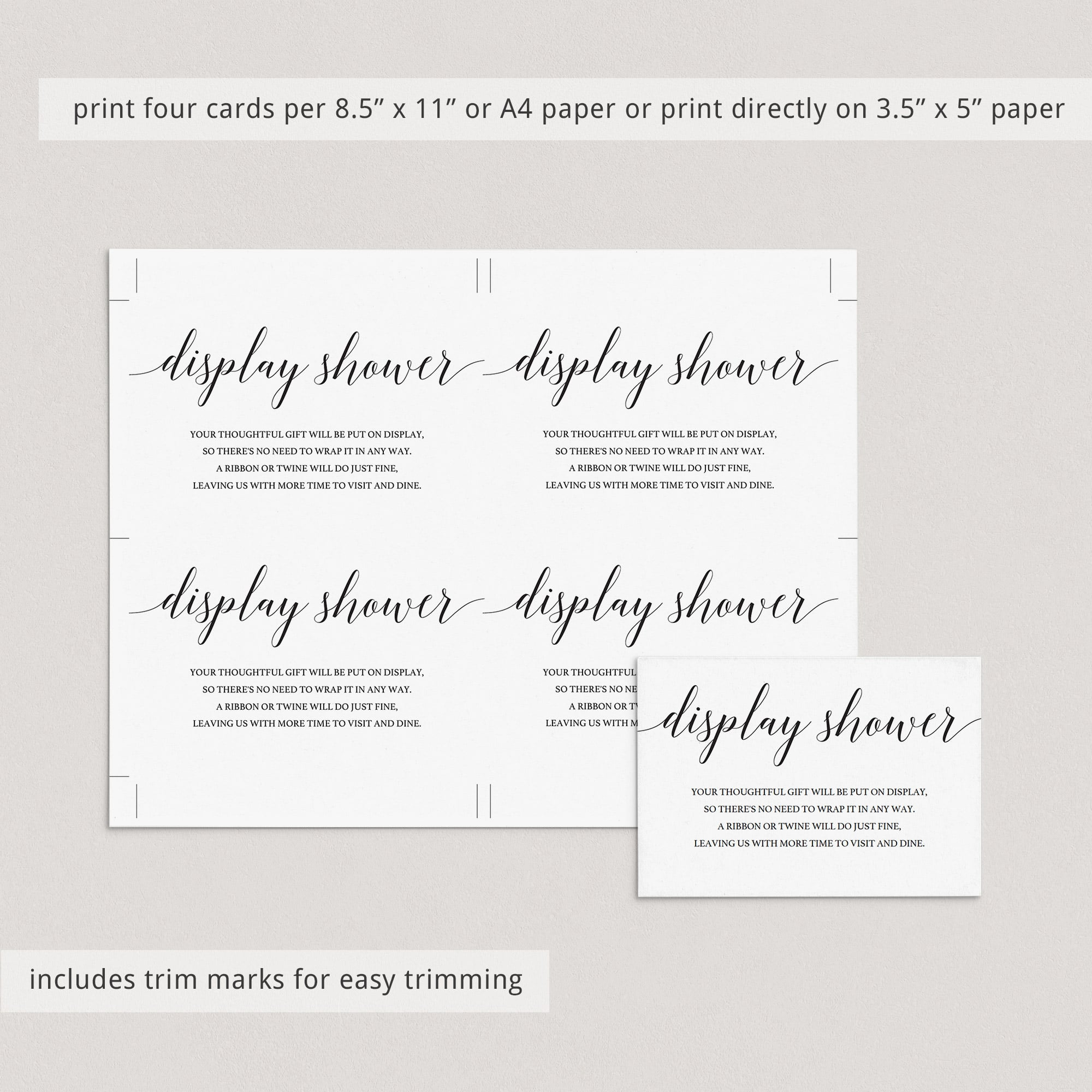 Simple display shower insert cards by LittleSizzle