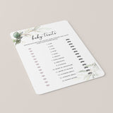 Gold and Greenery Theme Baby Shower Game Baby Traits Printable