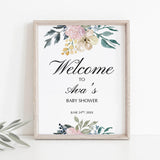 Watercolor Floral Welcome Sign Template