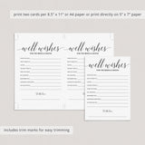 Calligraphy Wedding Well Wishes Card Printable