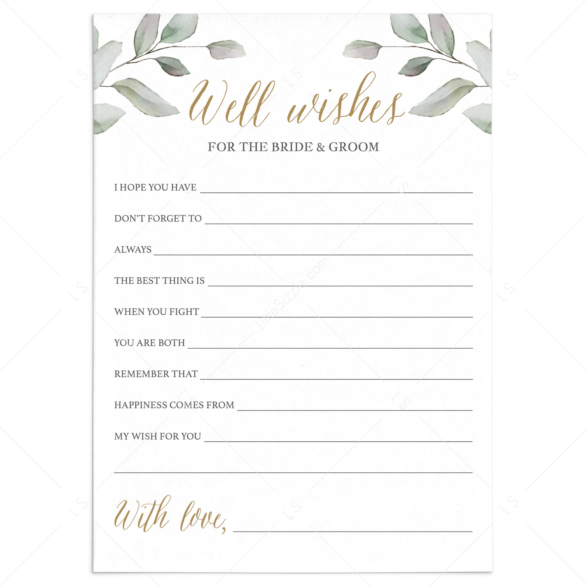 60th Wedding Anniversary Wishes & Advice Card Printable