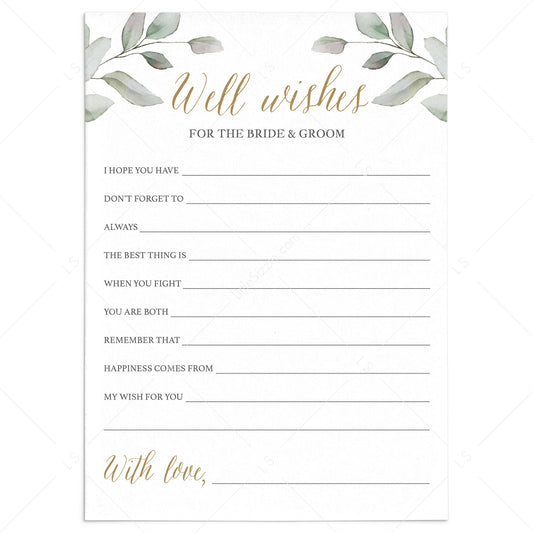 Elegant Wedding Well Wishes And Advice Cards Printable by LittleSizzle