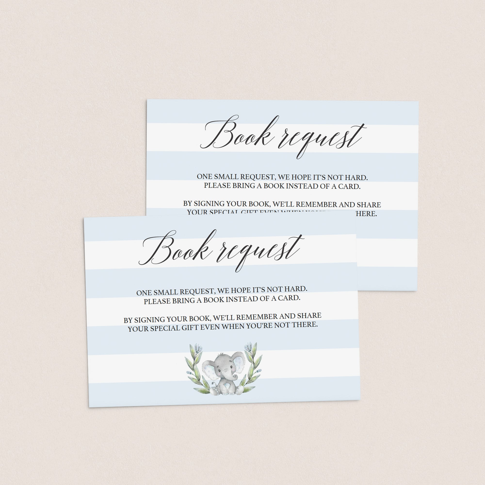 Elephant baby shower for boy book request template by LittleSizzle