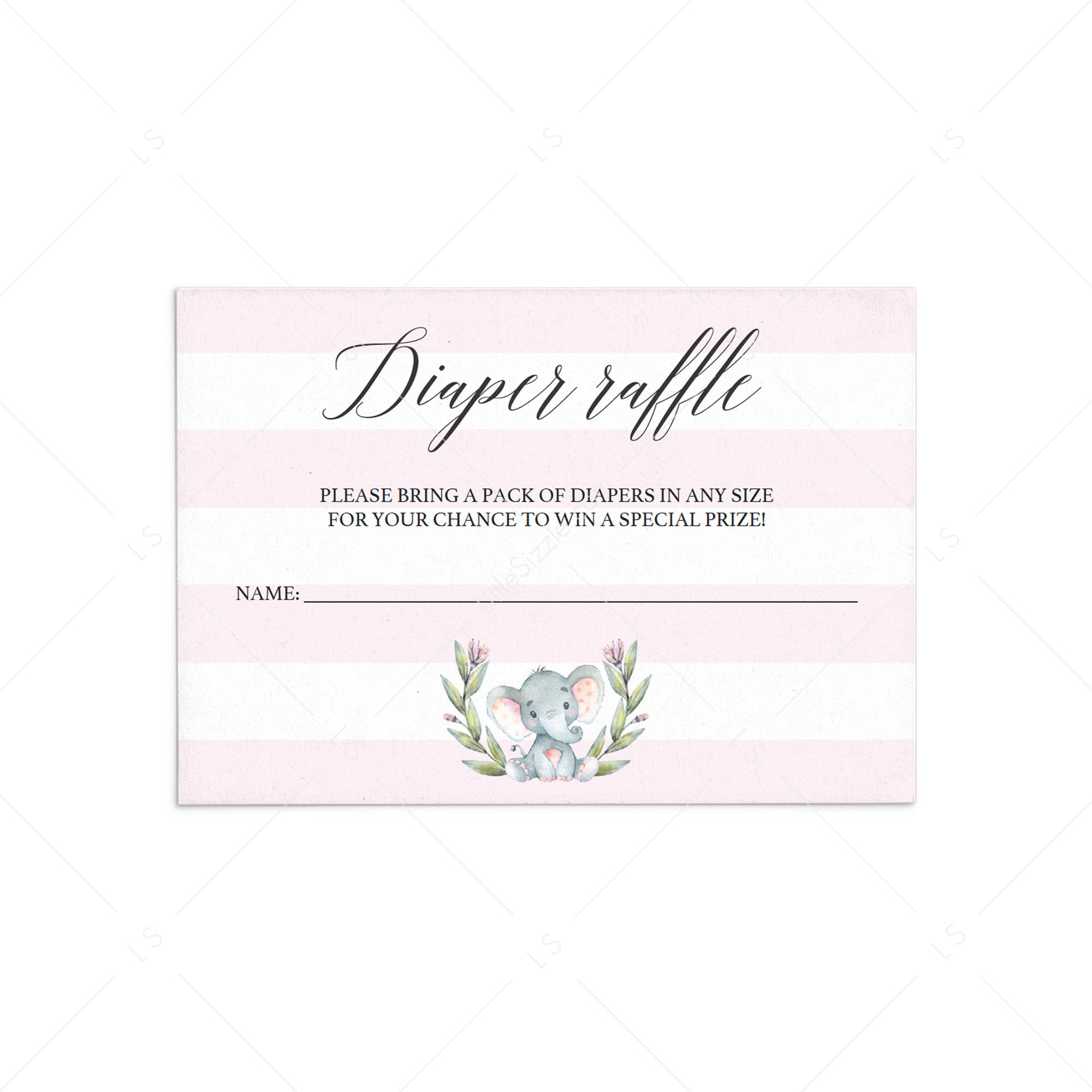 Pink diaper raffle ticket for girl baby shower by LittleSizzle
