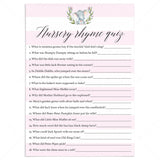 Nursery rhyme quiz answer printable by LittleSizzle
