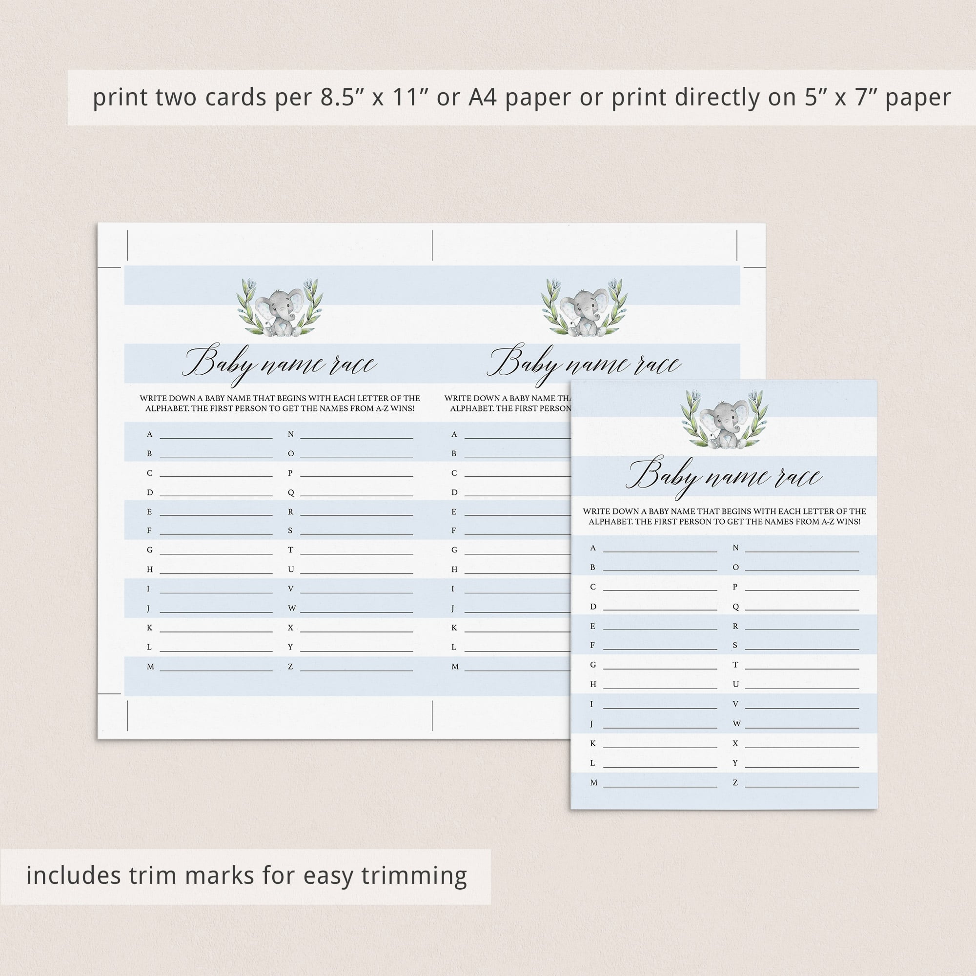 Baby name race baby shower game printable for boys by LittleSizzle