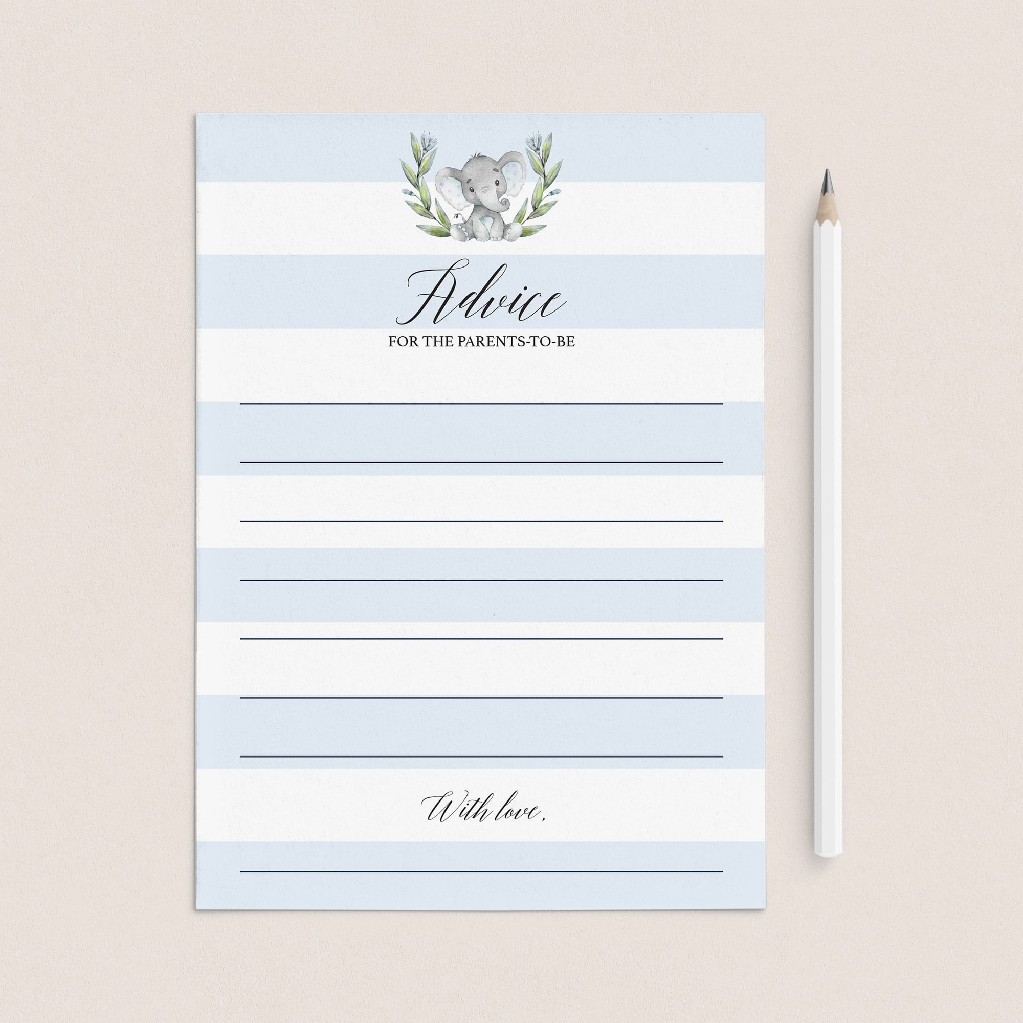 Printable elephant baby shower advice card for new parents by LittleSizzle