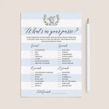 Whats in your bag baby shower game cards for boys by LittleSizzle
