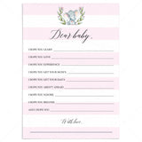 Elephant baby shower printable game cards by LittleSizzle