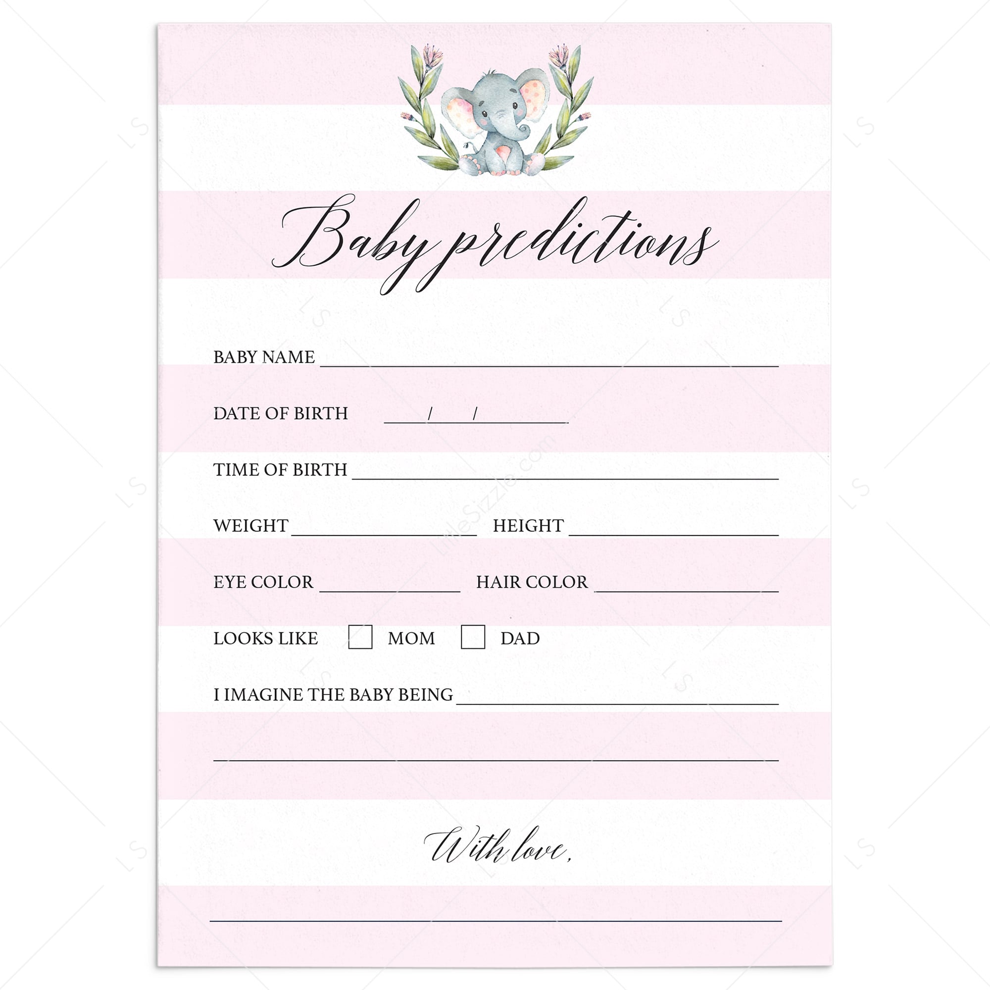 Elephant baby girl shower games by LittleSizzle
