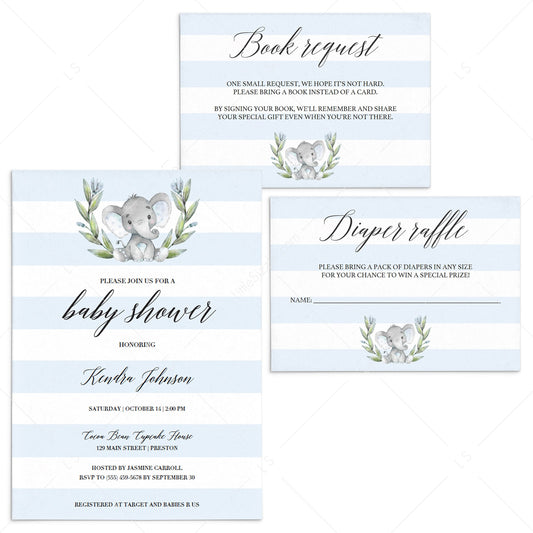 Elephant themed Baby Shower Invitation Set Download by LittleSizzle