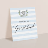 Sign the guest book sign for boys baby shower party elephant theme by LittleSizzle