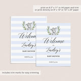 Blue and White Boy Baby Shower Welcome Sign Printable