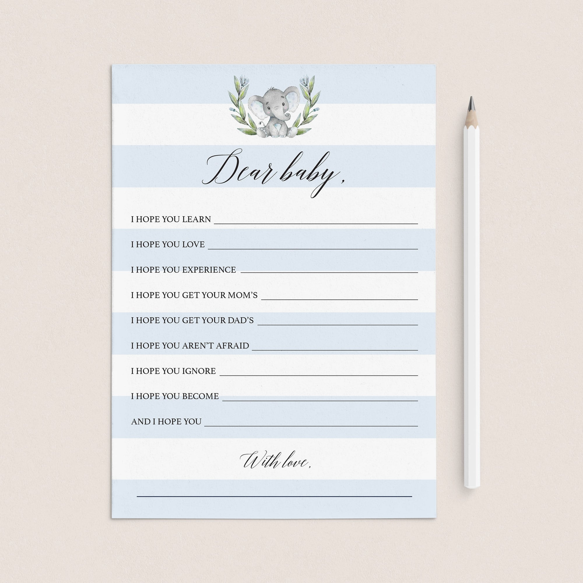 Elephant wishes for the new baby printable by LittleSizzle