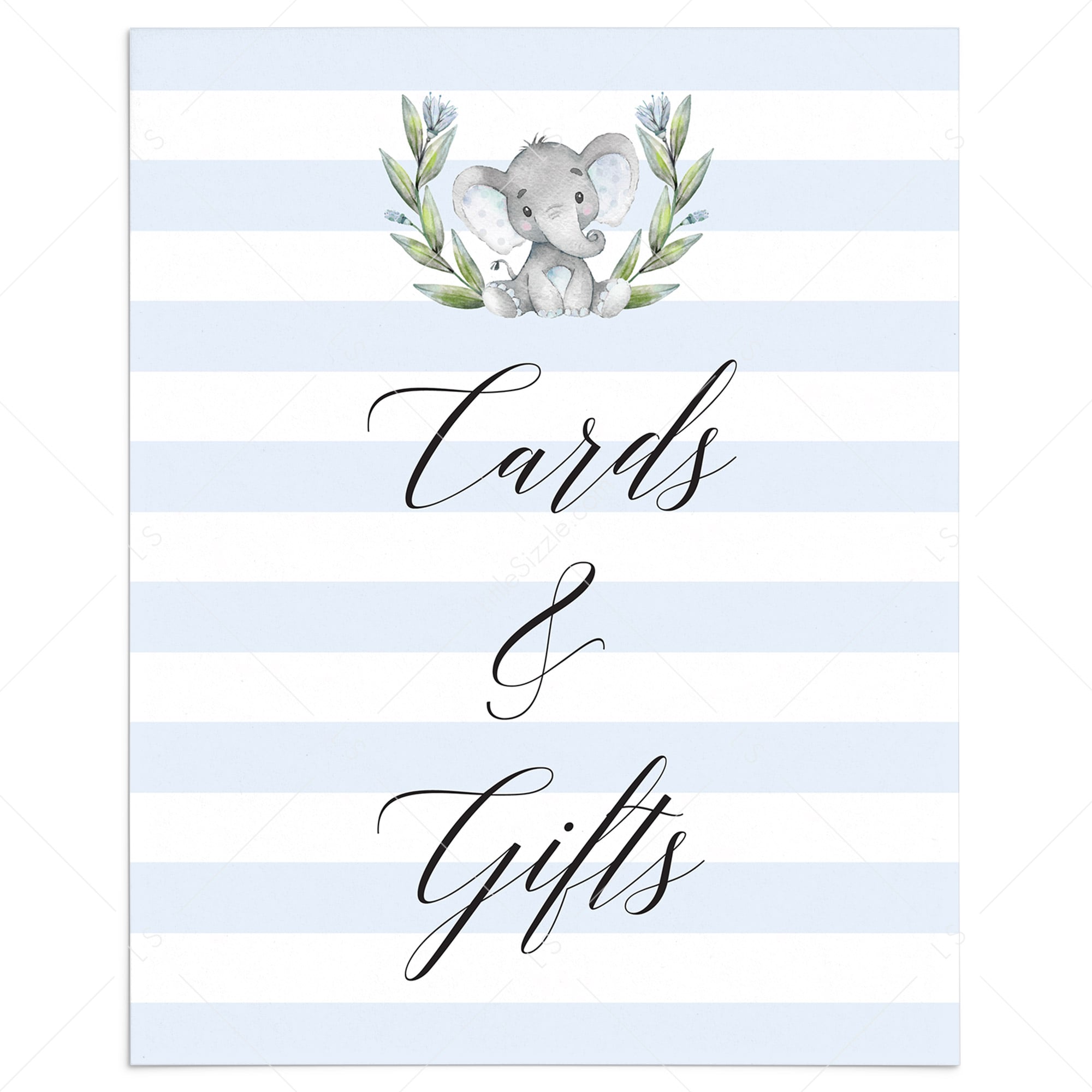 Elephant party gifts sign printable by LittleSizzle
