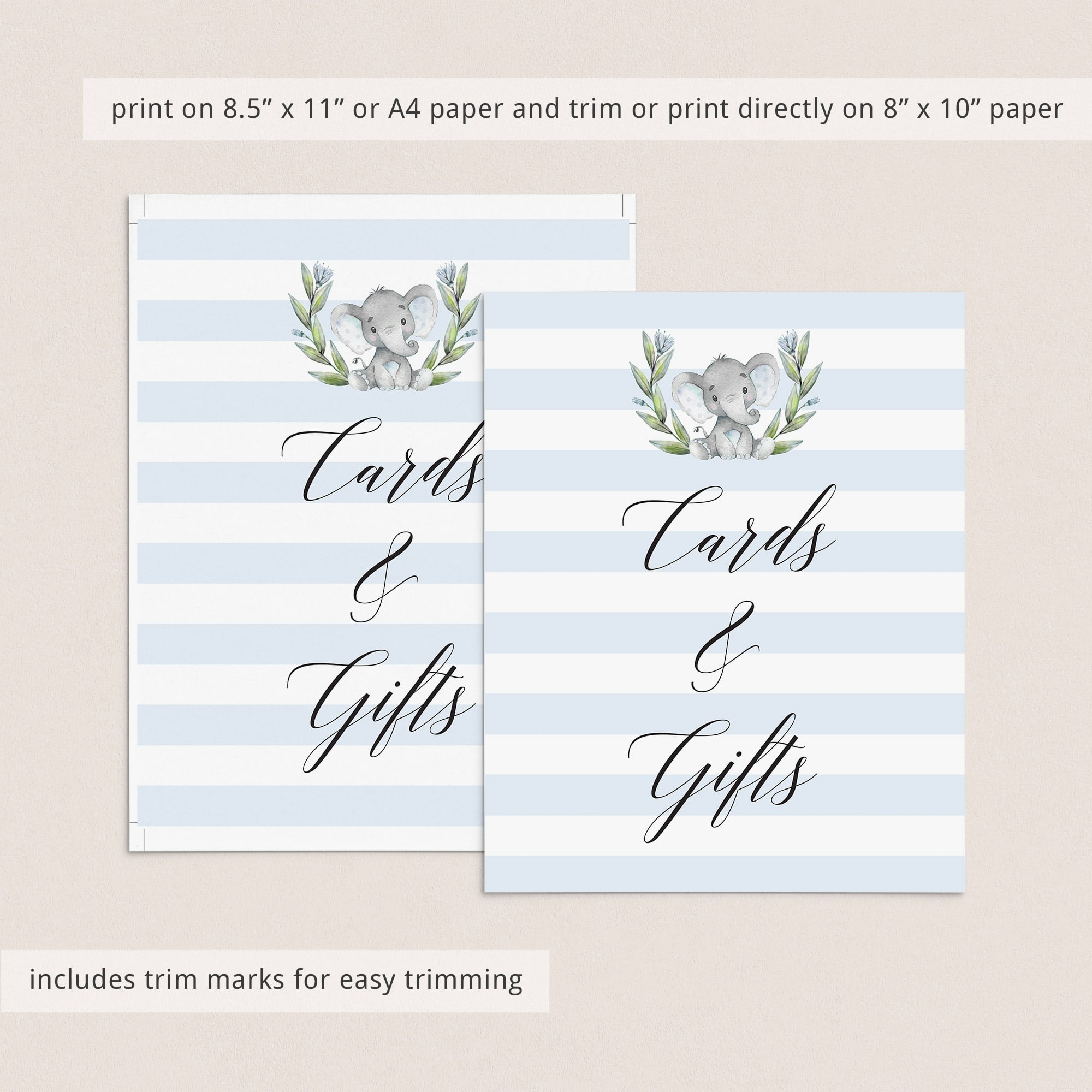 Watercolor Elephant cards and gifts printable sign by LittleSizzle