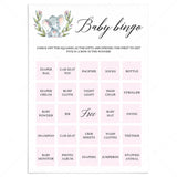 Pink elephant shower baby bingo cards by LittleSizzle