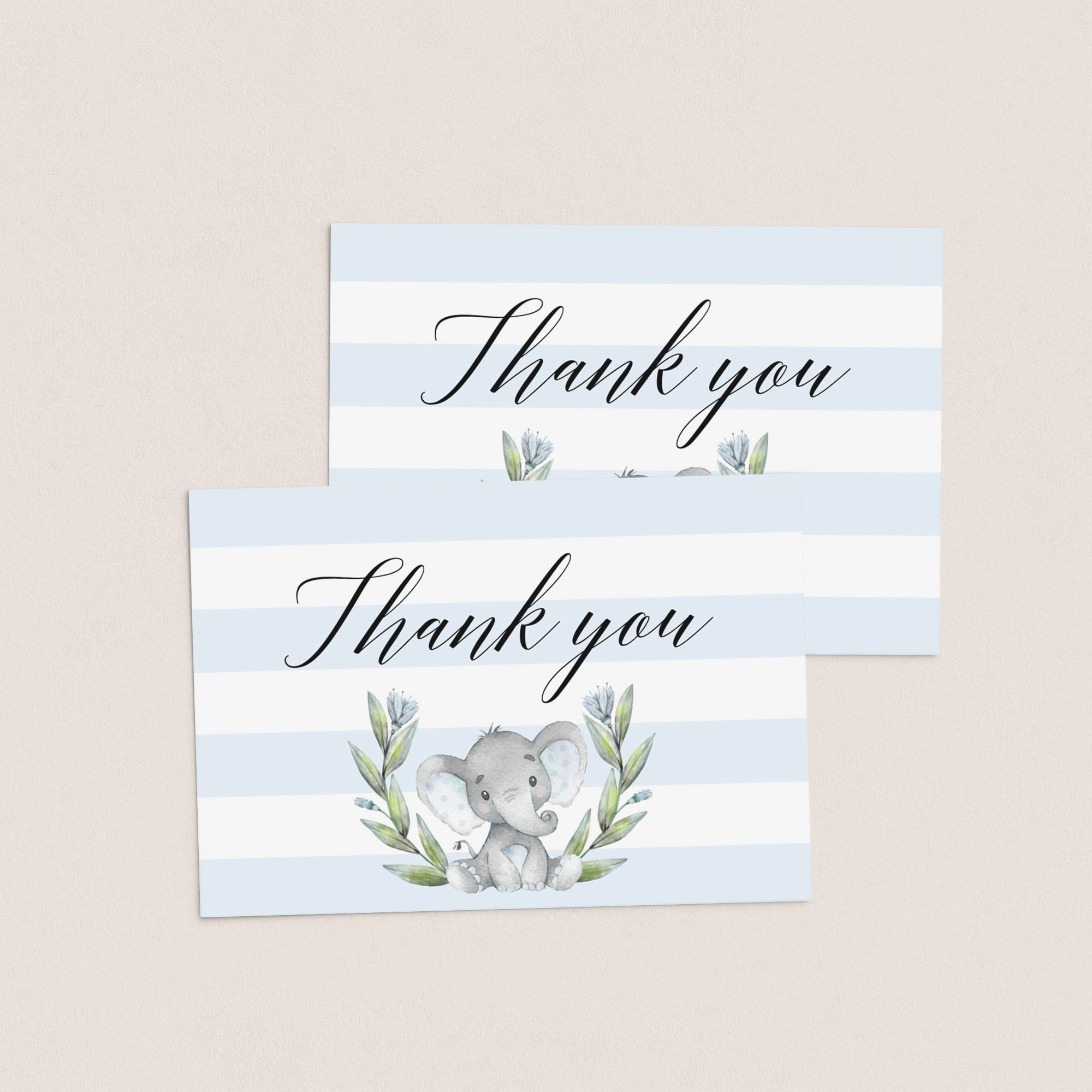 Blue elephant boy baby shower printable cards by LittleSizzle