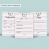 Pink Baby Elephant Shower Games Package Printable